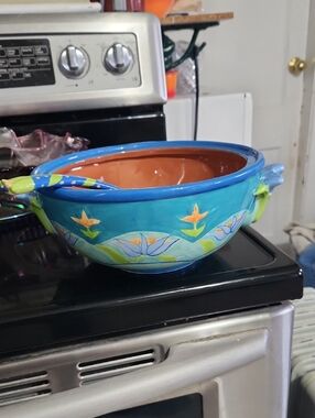 Colourful  Ceramic Bowl With Ladel